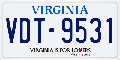 VA license plate VDT9531