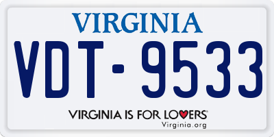 VA license plate VDT9533