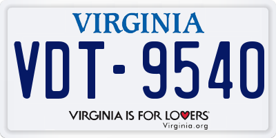 VA license plate VDT9540
