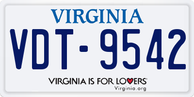 VA license plate VDT9542
