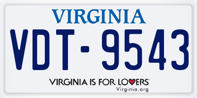 VA license plate VDT9543