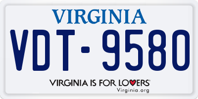 VA license plate VDT9580
