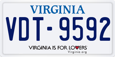VA license plate VDT9592