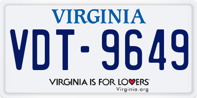 VA license plate VDT9649