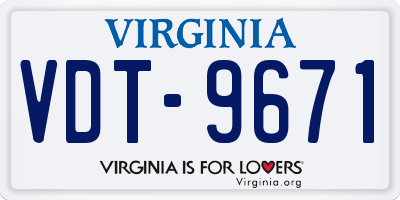VA license plate VDT9671