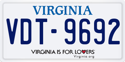 VA license plate VDT9692