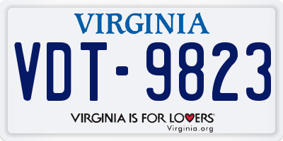 VA license plate VDT9823