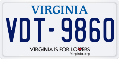 VA license plate VDT9860