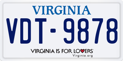 VA license plate VDT9878