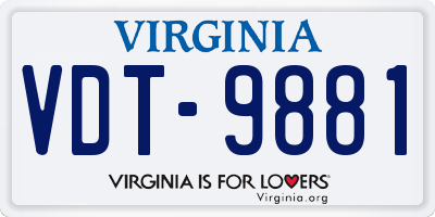 VA license plate VDT9881