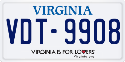 VA license plate VDT9908