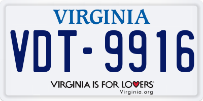 VA license plate VDT9916