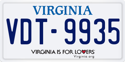 VA license plate VDT9935