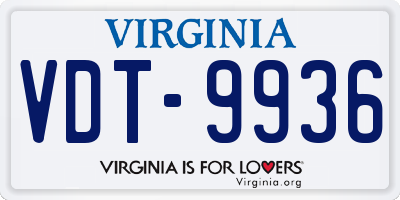 VA license plate VDT9936