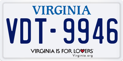 VA license plate VDT9946