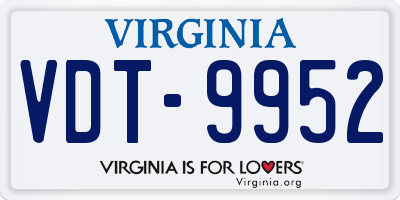 VA license plate VDT9952