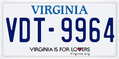VA license plate VDT9964