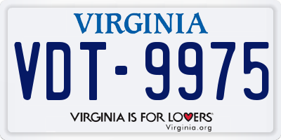 VA license plate VDT9975