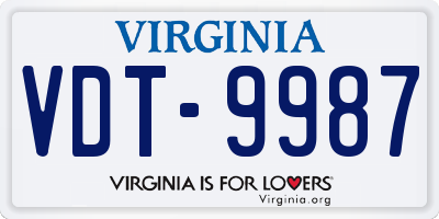 VA license plate VDT9987