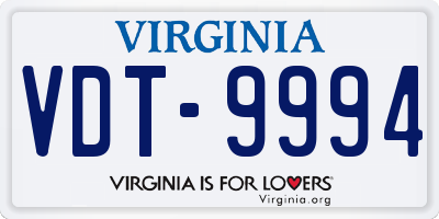VA license plate VDT9994