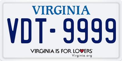 VA license plate VDT9999