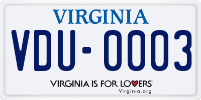 VA license plate VDU0003