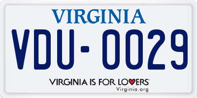 VA license plate VDU0029