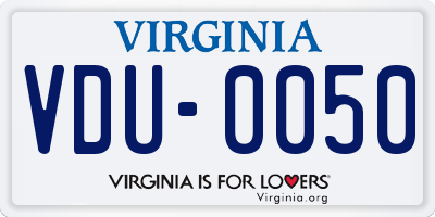 VA license plate VDU0050