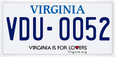 VA license plate VDU0052