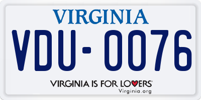 VA license plate VDU0076