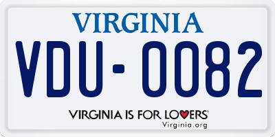 VA license plate VDU0082