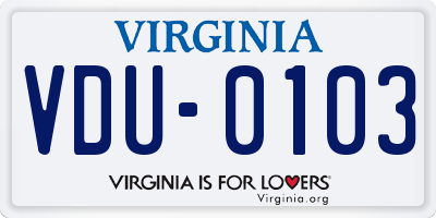 VA license plate VDU0103