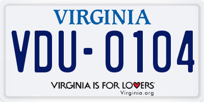 VA license plate VDU0104