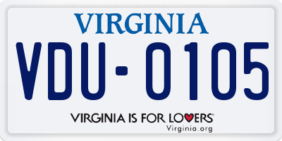 VA license plate VDU0105