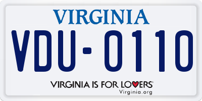 VA license plate VDU0110