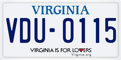 VA license plate VDU0115