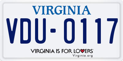 VA license plate VDU0117
