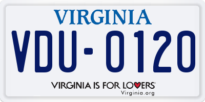 VA license plate VDU0120