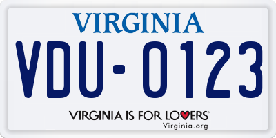 VA license plate VDU0123