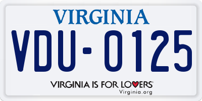 VA license plate VDU0125
