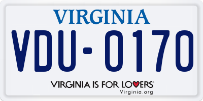 VA license plate VDU0170