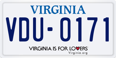 VA license plate VDU0171