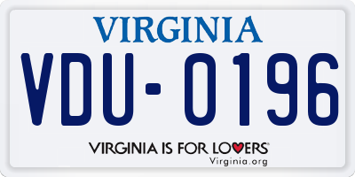 VA license plate VDU0196