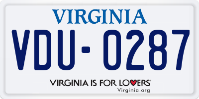 VA license plate VDU0287