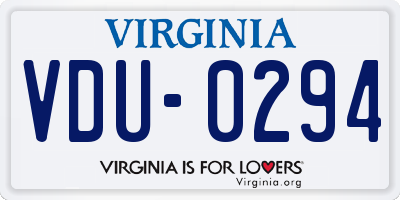 VA license plate VDU0294