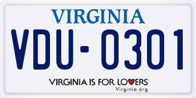 VA license plate VDU0301