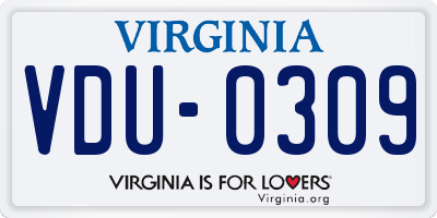 VA license plate VDU0309
