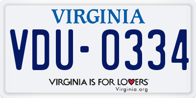VA license plate VDU0334