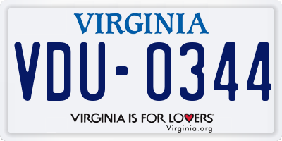 VA license plate VDU0344