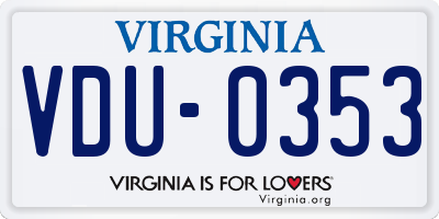 VA license plate VDU0353
